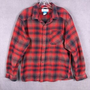 Columbia Men's Flannel Red Plaid Long Sleeve Shirt Size M Outdoor Winter